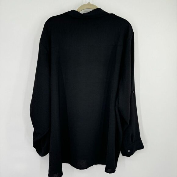 Calvin Klein Womens blouse tunic Black Button Down Shirt Size 3x Long Sleeve - Picture 9 of 11